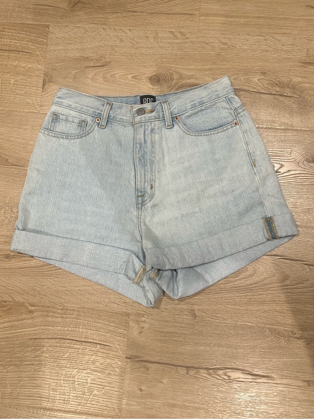 BDG Urban Outfitters Light Blue Mom High-Waist Rolled Denim Shorts